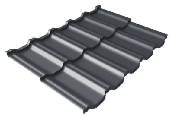 Металлочерепица модульная Квинта Uno Grand Line c 3D резом 0,5 Satin Мatt RAL 7024 мокрый асфальт купить в Воронеже