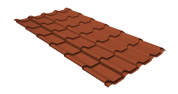Металлочерепица камея GL 0,5 GreenCoat Pural Matt RR 750 кирпично-красный (RAL 8004 терракота) купить в Воронеже