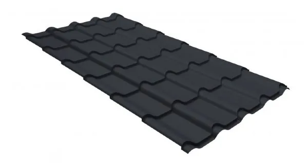 Металлочерепица камея GL 0,5 GreenCoat Pural RR 23 темно-серый (RAL 7024 мокрый асфальт) купить в Воронеже