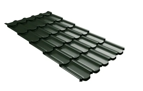 Металлочерепица квинта плюс с 3D резом 0,5 GreenСoat Pural Matt RR 11 темно-зеленый (RAL 6020 хромовая зелень) купить в Воронеже