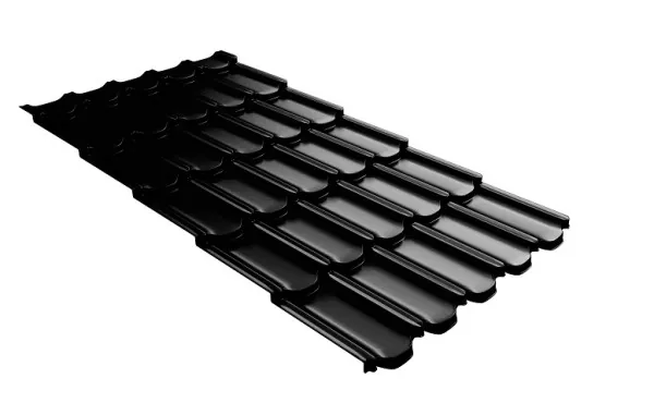Металлочерепица квинта плюс с 3D резом 0,5 GreenСoat Pural Matt RR 33 черный (RAL 9005 черный) купить в Воронеже