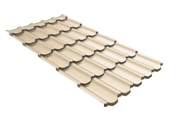 Металлочерепица квинта плюс с 3D резом 0,5 Satin RAL 1015 светлая слоновая кость купить в Воронеже