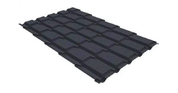 Металлочерепица GL квадро профи 0,5 GreenCoat Pural RR 23 темно-серый (RAL 7024) мокрый асфальт купить в Воронеже