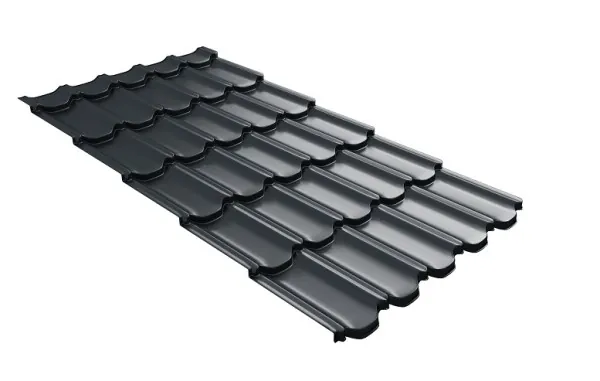 Металлочерепица квинта плюс с 3D резом 0,5 Satin RAL 7016 антрацитово-серый купить в Воронеже
