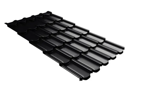Металлочерепица квинта плюс с 3D резом 0,5 Satin Мatt RAL 9005 черный купить в Воронеже