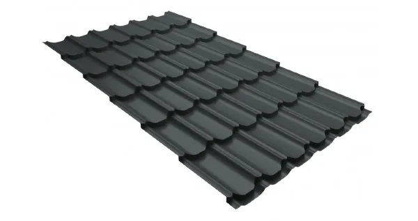 Металлочерепица квинта плюс 0,5 GreenCoat Pural Matt RR 23 темно-серый (RAL 7024 мокрый асфальт) купить в Воронеже