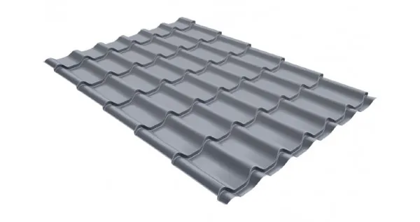 Металлочерепица классик 0,5 Satin RAL 9006 бело-алюминиевый купить в Воронеже