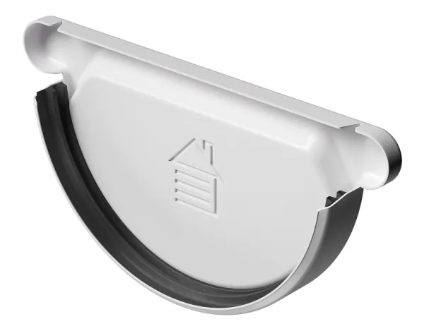 Заглушка желоба D125 Döcke STAL PREMIUM Пломбир, (RAL 9010) купить в Воронеже