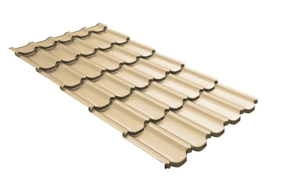 Металлочерепица квинта плюс с 3D резом 0,45 PE RAL 1014 слоновая кость купить в Воронеже