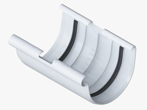Водосток Альта-Профиль ПВХ – Соединитель желоба (белый) купить в Воронеже