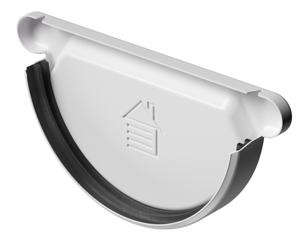 Заглушка желоба D125 Döcke STAL PREMIUM Пломбир, (RAL 9010) купить в Воронеже