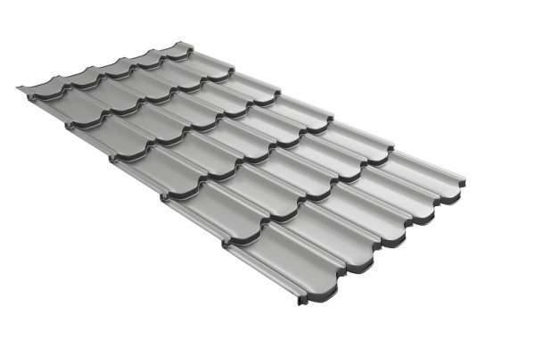 Металлочерепица квинта плюс с 3D резом 0,45 PE RAL 9006 бело-алюминиевый купить в Воронеже