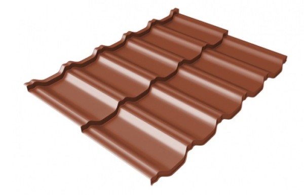 Металлочерепица модульная Квинта Uno Grand Line c 3D резом 0,45 PE RAL 8004 терракота купить в Воронеже