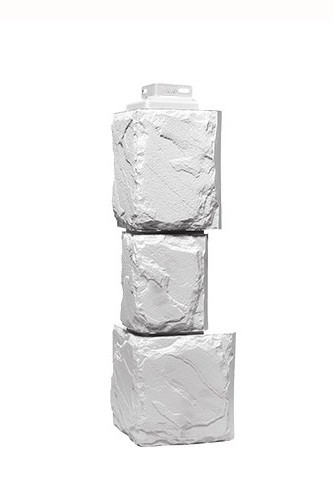 Угол Фасайдинг Серия «Камень крупный»  Мелованный белый купить в Воронеже