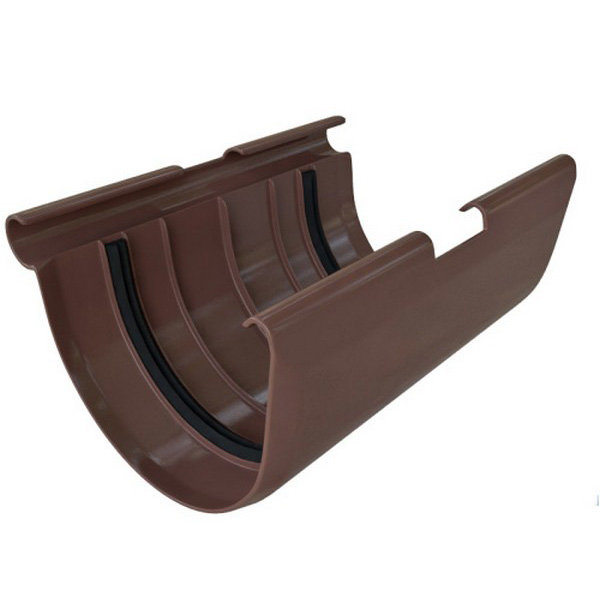 Водосток Альта-Профиль ПВХ – Соединитель желоба (коричневый) купить в Воронеже