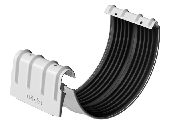 Соединитель желобов D125 Döcke STAL PREMIUM Пломбир, (RAL 9010) купить в Воронеже